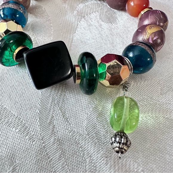 Artisan Colorful Beaded Bracelet With Hand Painted and glass Beads 6.5-7.5 - Picture 5 of 8